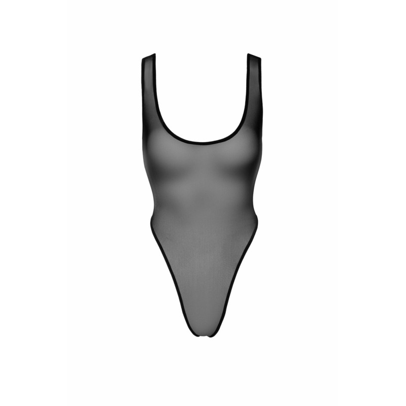 Боди Noir Handmade F322 Paparazzi, L, прозрачное, низ стринги, высокие вырезы Боди Noir Handmade F322 Paparazzi, L, прозрачное, низ стринги, высокие вырезы