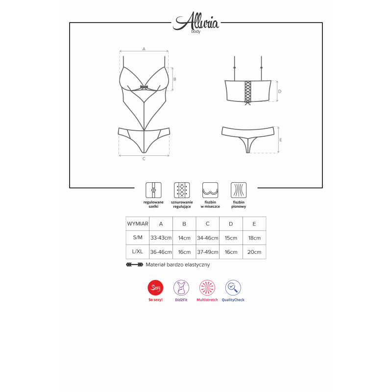 Боді Obsessive Alluria Чорний L/XL Боді Obsessive Alluria Чорний L/XL