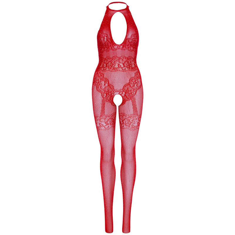 Бодістокінг Leg Avenue Rhinestone Lace and Net Bodystocking Red One Size Бодістокінг Leg Avenue Rhinestone Lace and Net Bodystocking Red One Size
