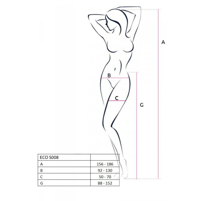 Эротические колготки-бодистокинг Passion ECO S008 black, с имитацией чулок и пояса