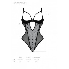 Эротическое боди Passion MARINA BODY, S/M, black, с открытыми чашками