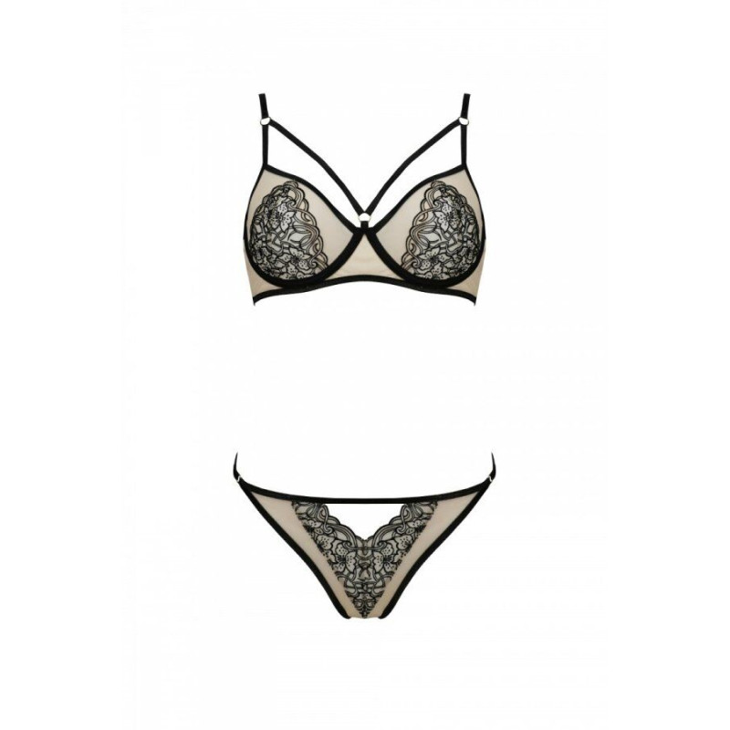 Комплект Passion LORINA SET, XXL/XXXL, beige, бюстгальтер та трусики Комплект Passion LORINA SET, XXL/XXXL, beige, бюстгальтер та трусики