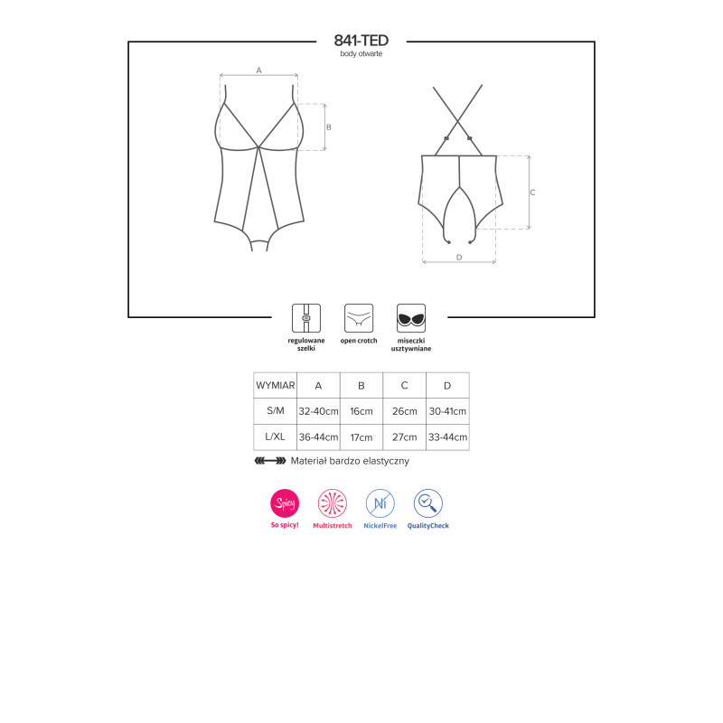 Боди Obsessive 841-TED-1 Черный L/XL Боди Obsessive 841-TED-1 Черный L/XL