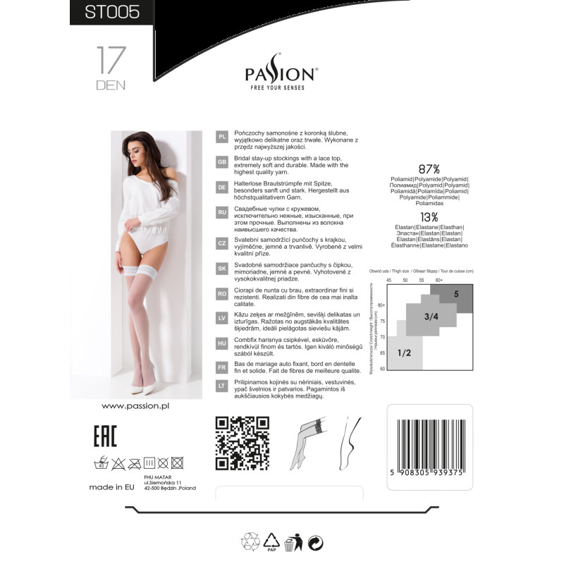Весільні панчохи Passion ST005 3/4 Білі Весільні панчохи Passion ST005 3/4 Білі