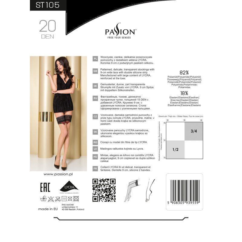 Сексуальные чулки Passion ST105 3/4 Красные Сексуальные чулки Passion ST105 3/4 Красные