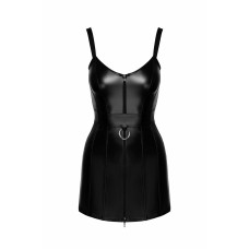 Платье Noir Handmade F320 Starlet, L, под латекс, мини, молния по всей длине, кольцо на поясе