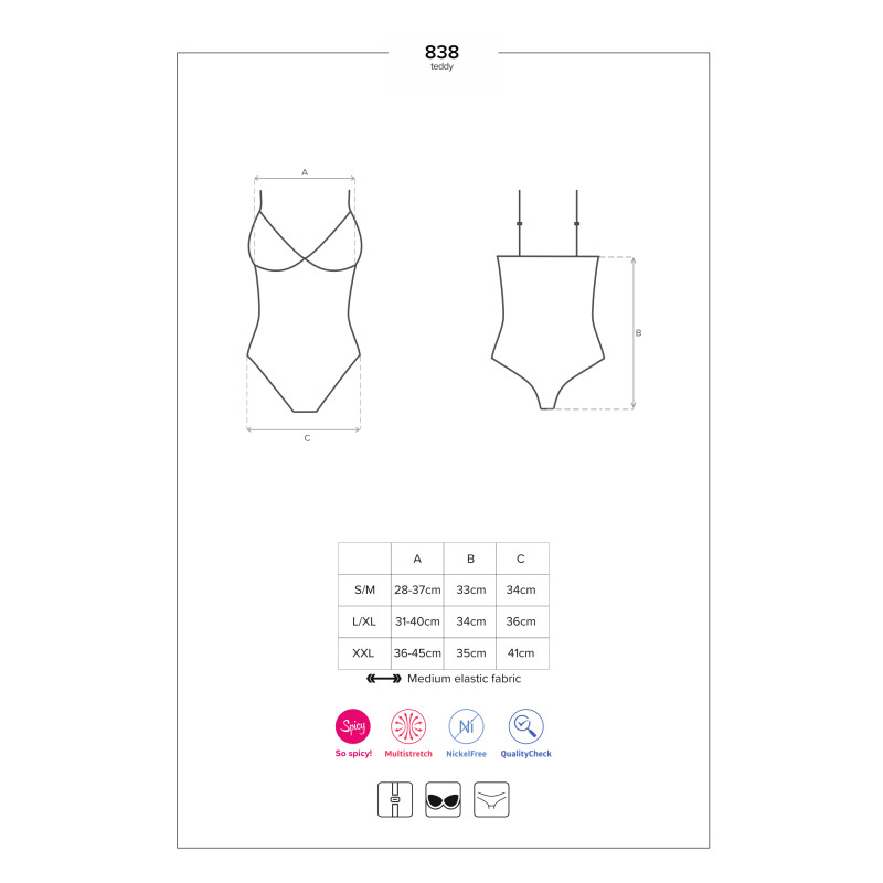 Боди Obsessive 838-TED-1 Черный S/M