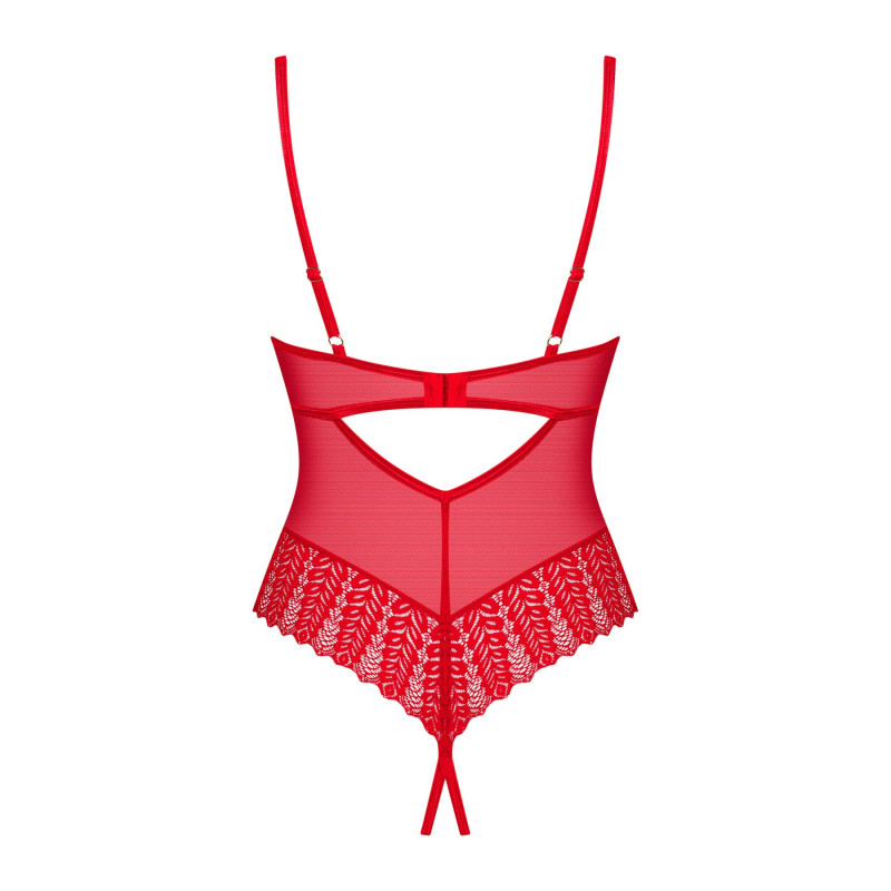 Боді з доступом Obsessive Ingridia crotchless teddy XS/S, червоне, відкриті груди Боді з доступом Obsessive Ingridia crotchless teddy XS/S, червоне, відкриті груди