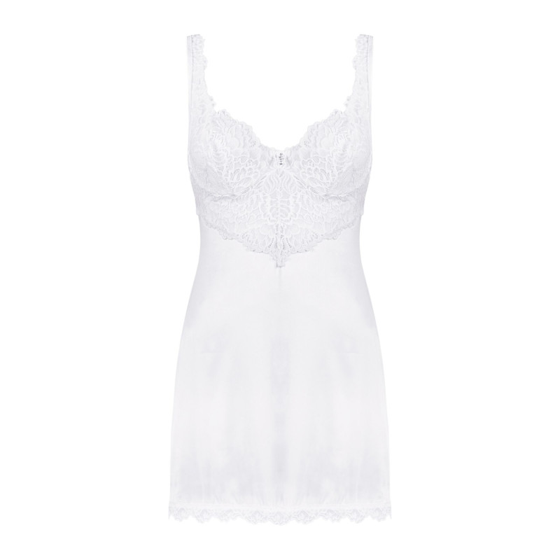 Сорочка Obsessive Amor Blanco underwire chemise & thong white L/XL Сорочка Obsessive Amor Blanco underwire chemise & thong white L/XL