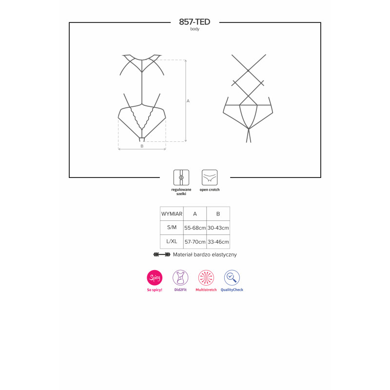 Боді Obsessive 857-TED-1 Чорний L/XL Боді Obsessive 857-TED-1 Чорний L/XL