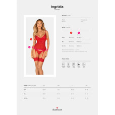 Комплект корсет та стрінги Obsessive Ingridia corset & thong M/L, червоний