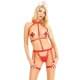 Портупея с чокером и гартеры Leg Avenue 2PC Vegan Leather Nurse Harness Teddy and Headband Red S