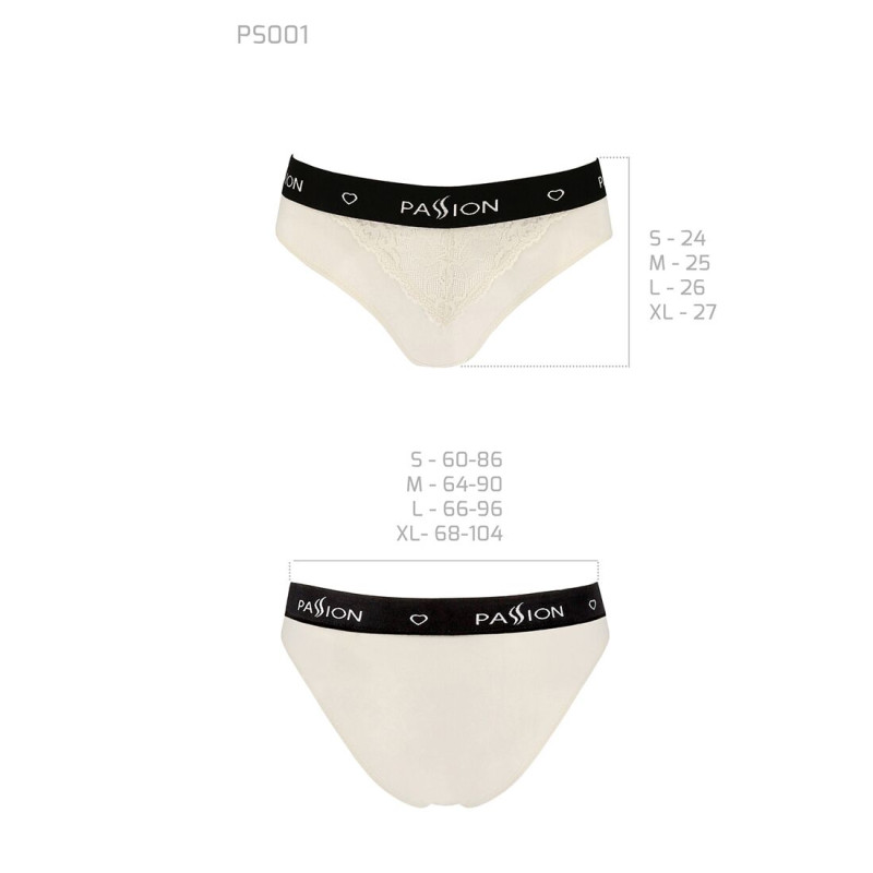 Трусики с широкой резинкой и кружевом Passion PS001 PANTIES L, ecru Трусики с широкой резинкой и кружевом Passion PS001 PANTIES L, ecru
