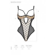 Эротическое боди Passion MARINA BODY, XXL/XXXL, beige, с открытыми чашками