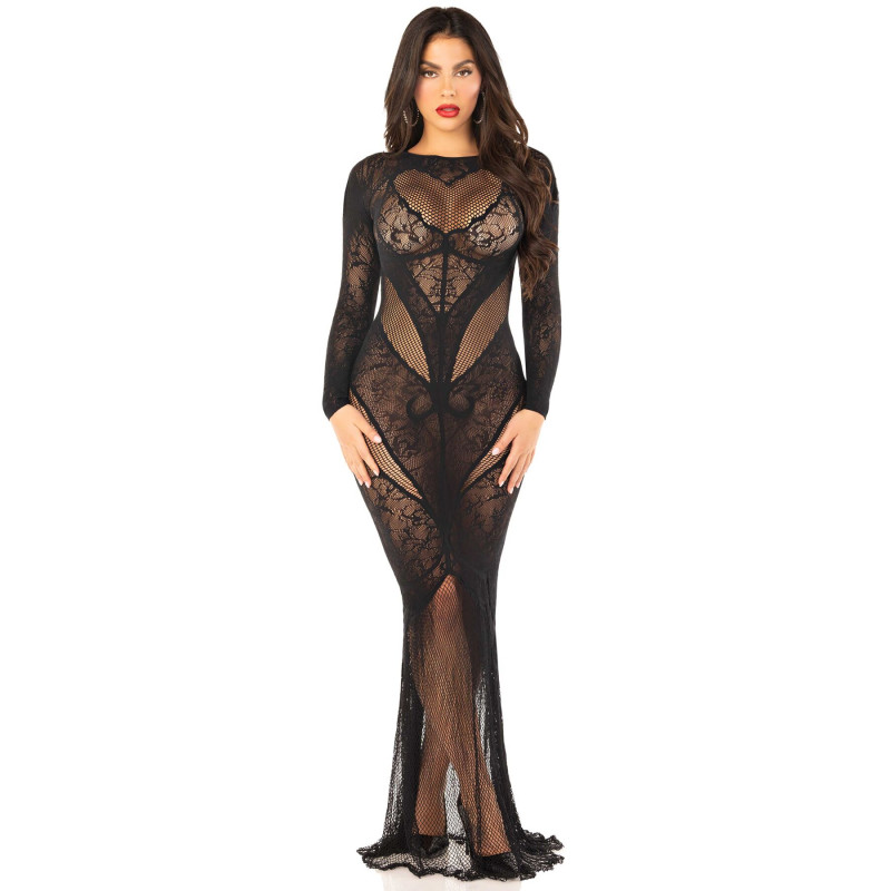 Сукня Leg Avenue Lace and Net Bodycon Gown One Size, Black Сукня Leg Avenue Lace and Net Bodycon Gown One Size, Black