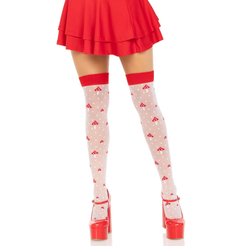 Панчохи Leg Avenue Polka Dot Mushroom Thigh Highs One Size Панчохи Leg Avenue Polka Dot Mushroom Thigh Highs One Size