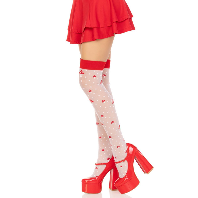 Панчохи Leg Avenue Polka Dot Mushroom Thigh Highs One Size Панчохи Leg Avenue Polka Dot Mushroom Thigh Highs One Size