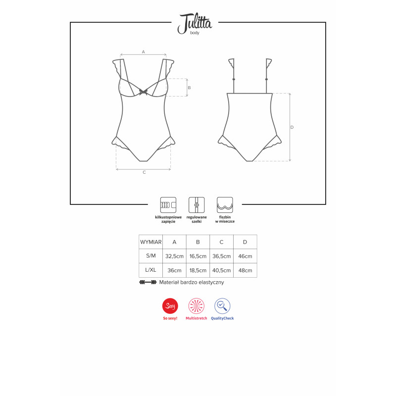 Боди Obsessive Julitta Белый L/XL Боди Obsessive Julitta Белый L/XL