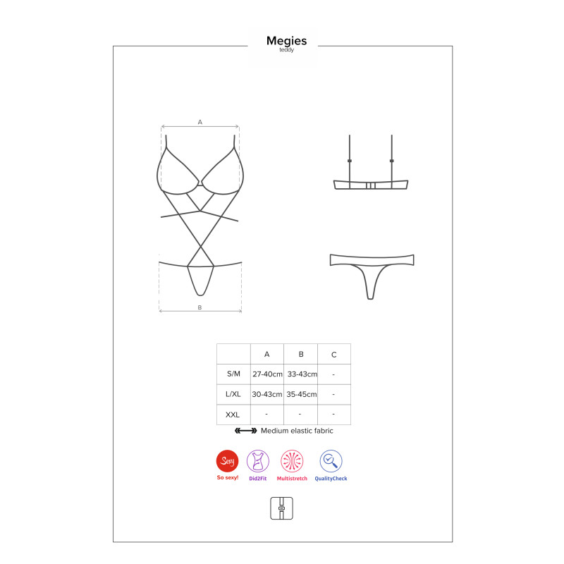 Боди Obsessive Megies Черный S/M