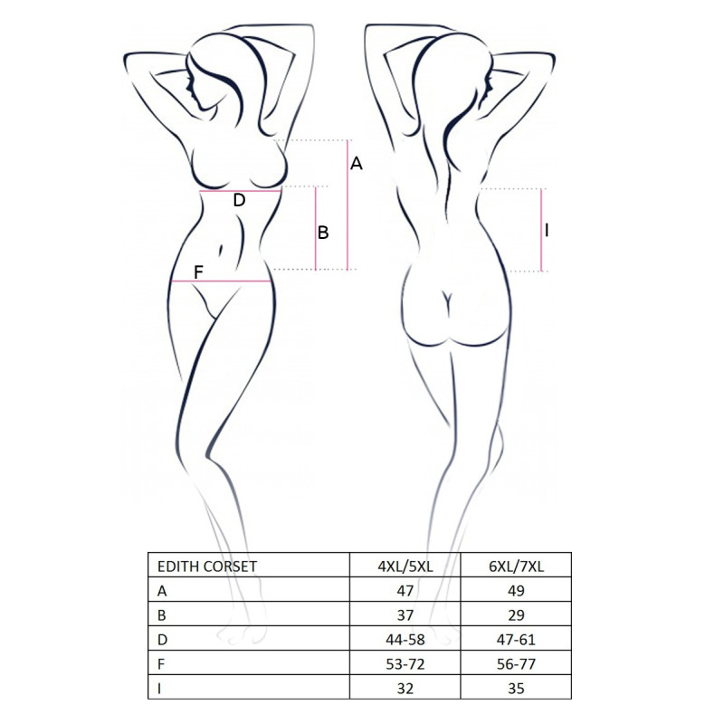 Сексуальний Корсет Passion EDITH CORSET 6XL/7XL Чорний