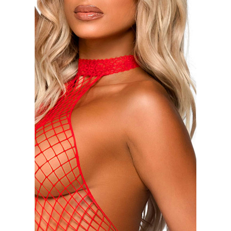 Эротический сетчатый бодистокинг Leg Avenue Racer neck bodystocking Red Эротический сетчатый бодистокинг Leg Avenue Racer neck bodystocking Red