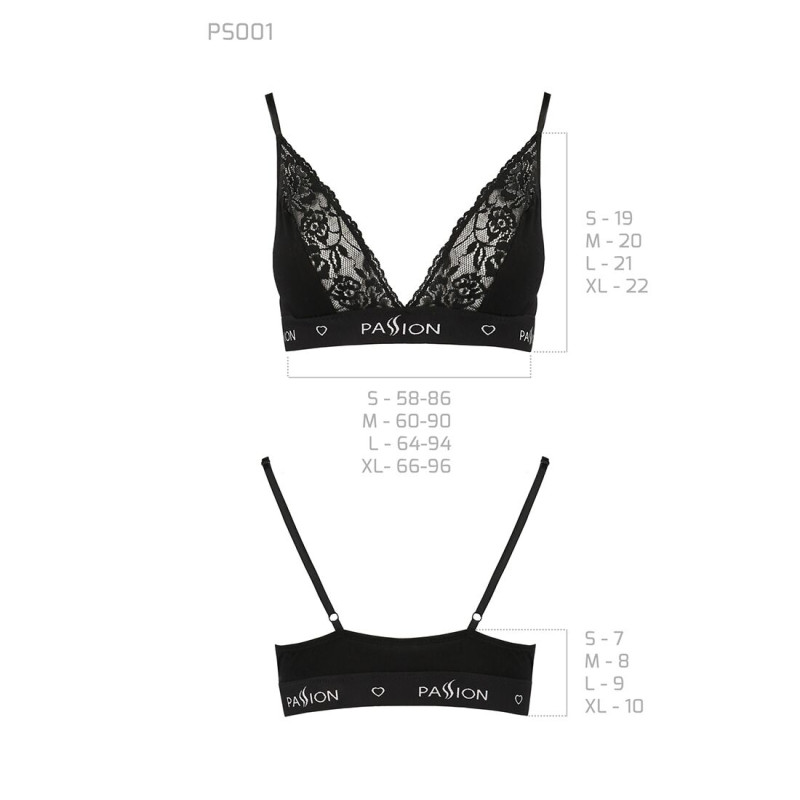 Эластичный топ с кружевом Passion PS001 TOP M, black