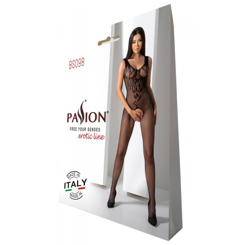 Бодистокинг с крыльями Passion BS098 One Size, black, средняя сетка, открытый доступ