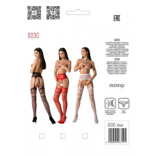 Эротические колготки-бодистокинг с плетением на бедрах Passion S030 One Size, white, цветочный узор