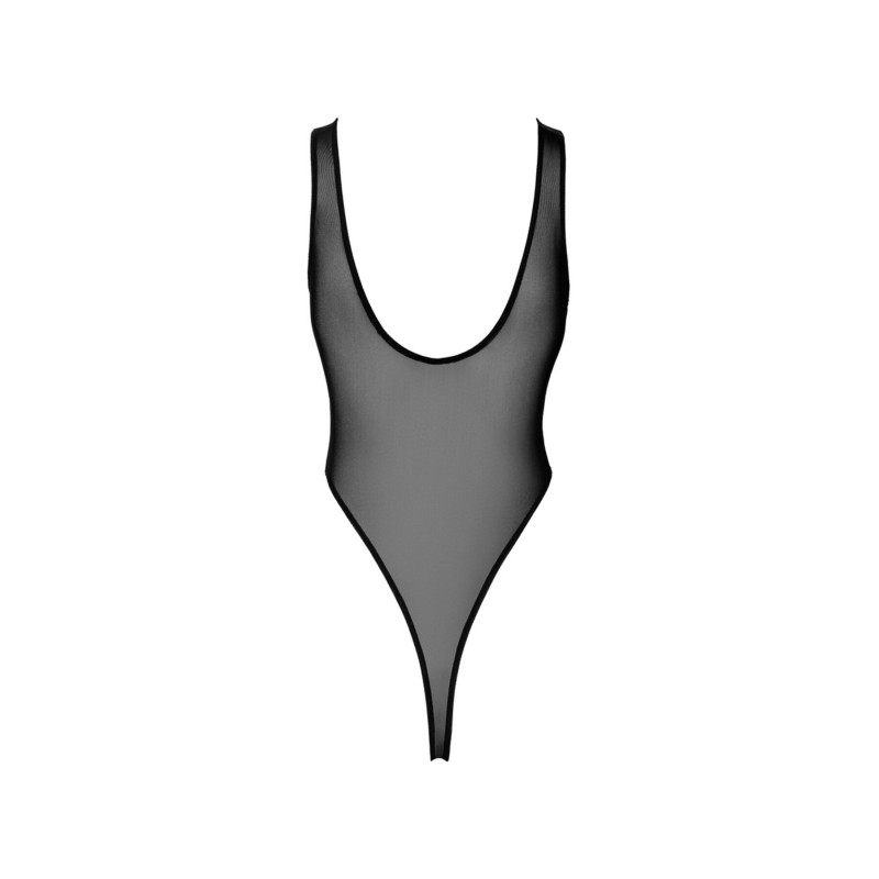 Боді Noir Handmade F322 Paparazzi, S, прозоре, низ стрінги, високі вирізи