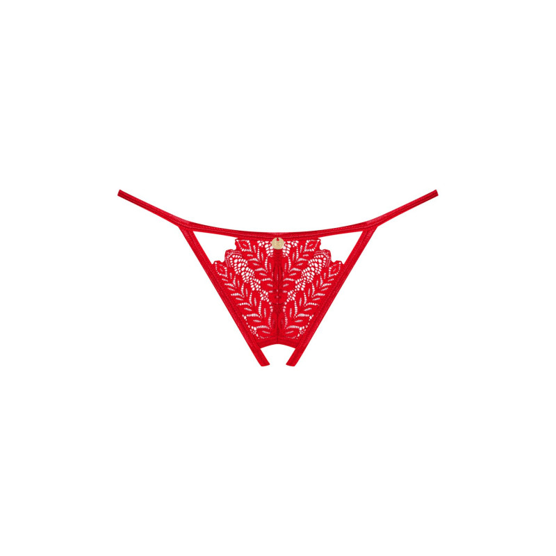 Трусики з доступом Obsessive Ingridia crotchless thong XS/S, червоні