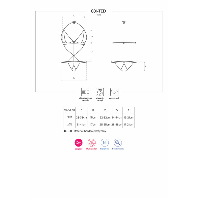 Боди Obsessive 831-TED-1 Черный S/M Боди Obsessive 831-TED-1 Черный S/M