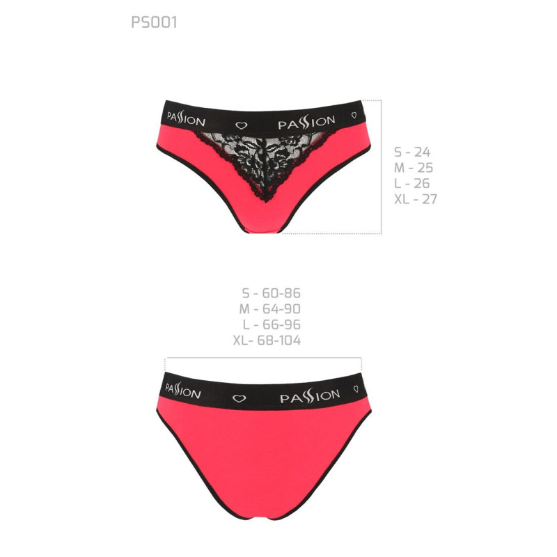 Трусики с широкой резинкой и кружевом Passion PS001 PANTIES L, red-black Трусики с широкой резинкой и кружевом Passion PS001 PANTIES L, red-black
