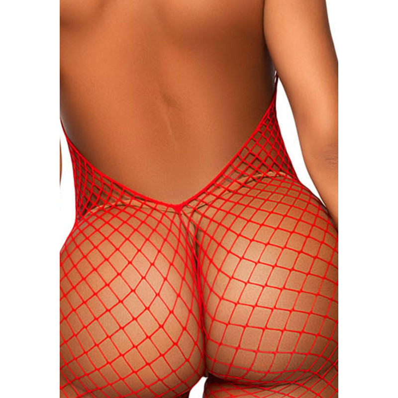 Эротический сетчатый бодистокинг Leg Avenue Racer neck bodystocking Red Эротический сетчатый бодистокинг Leg Avenue Racer neck bodystocking Red