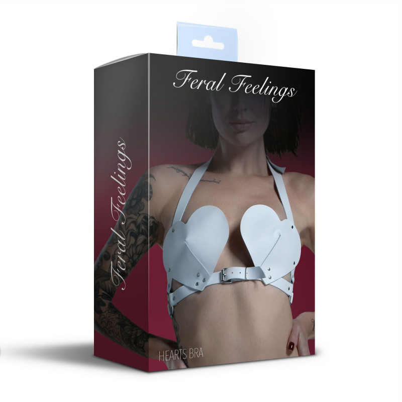 Лиф Сердце из натуральной кожи Feral Feelings - Hearts Bra White Лиф Сердце из натуральной кожи Feral Feelings - Hearts Bra White