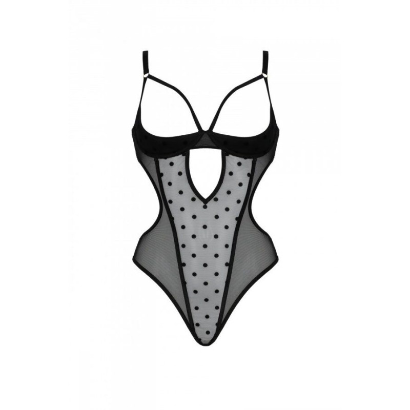 Эротическое боди Passion MARINA BODY, XXL/XXXL, black, с открытыми чашками