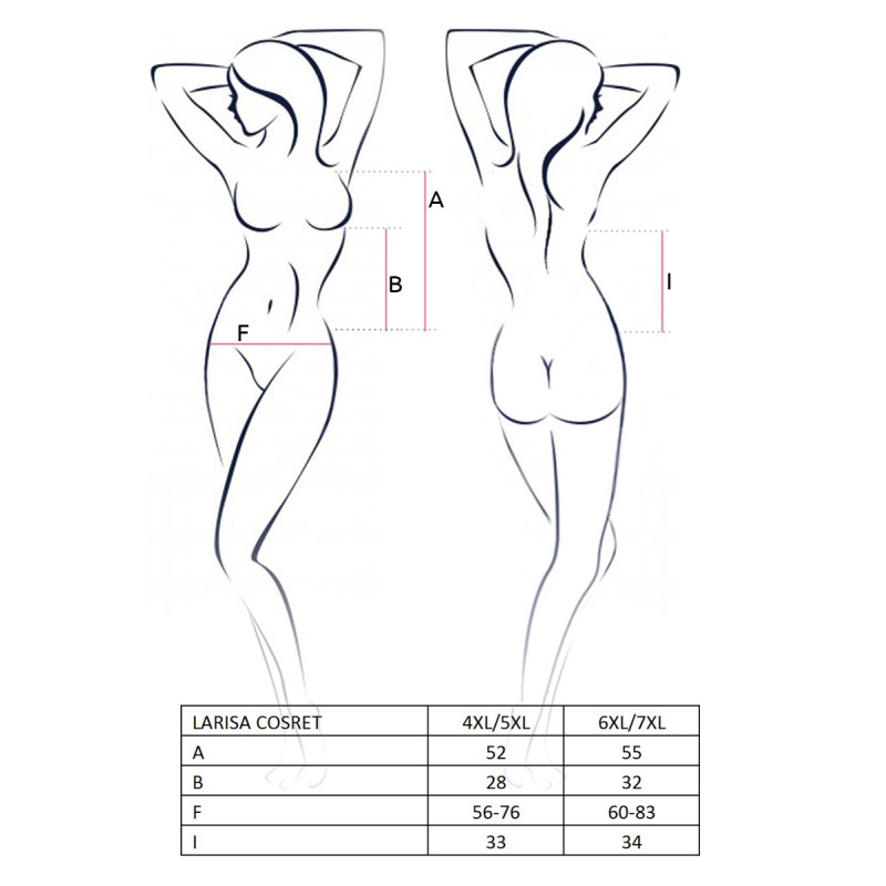 Вечірній Корсет Passion LARISA CORSET 6XL/7XL Чорний