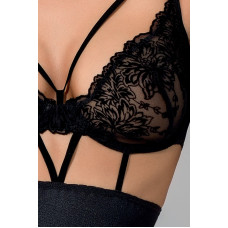 Изысканная ночная сорочка Passion HAYA CHEMISE S/M Черная