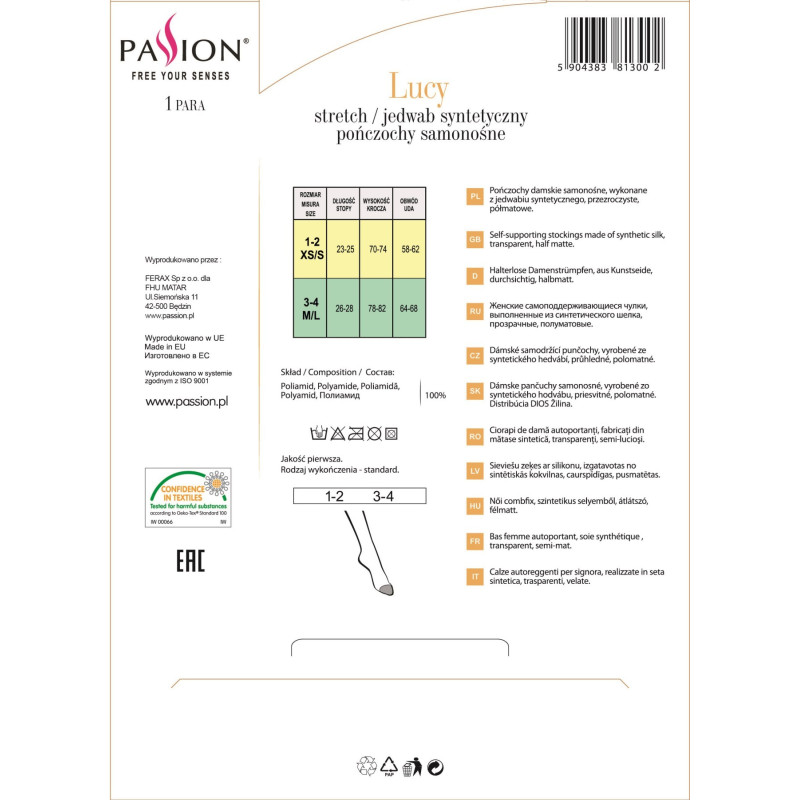 Чулки Passion LUCY без силиконовой полоски 1/2 Черные