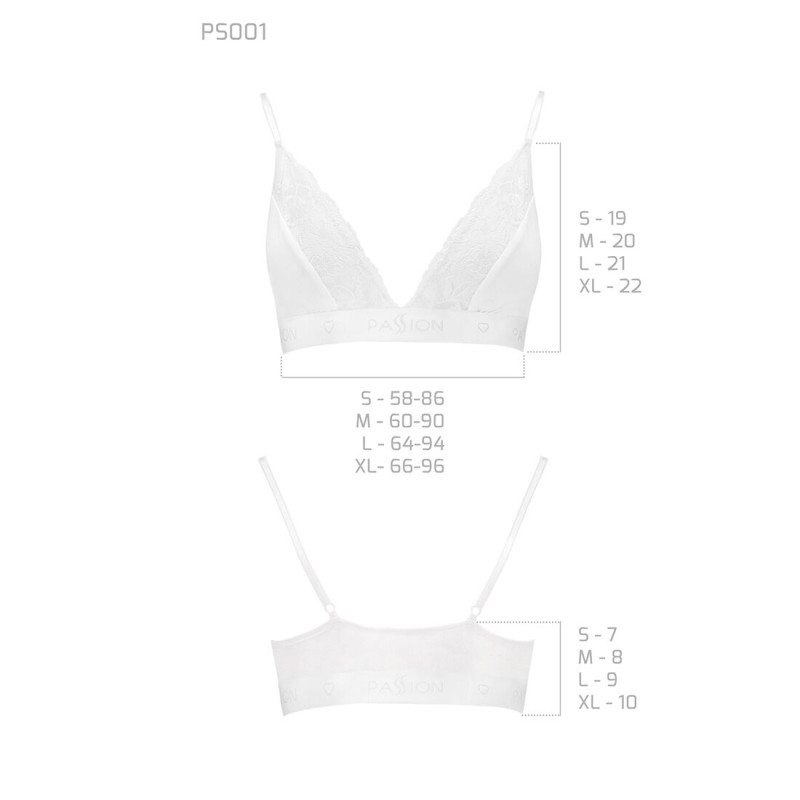Еластичний топ з мереживом Passion PS001 TOP XL, white Еластичний топ з мереживом Passion PS001 TOP XL, white