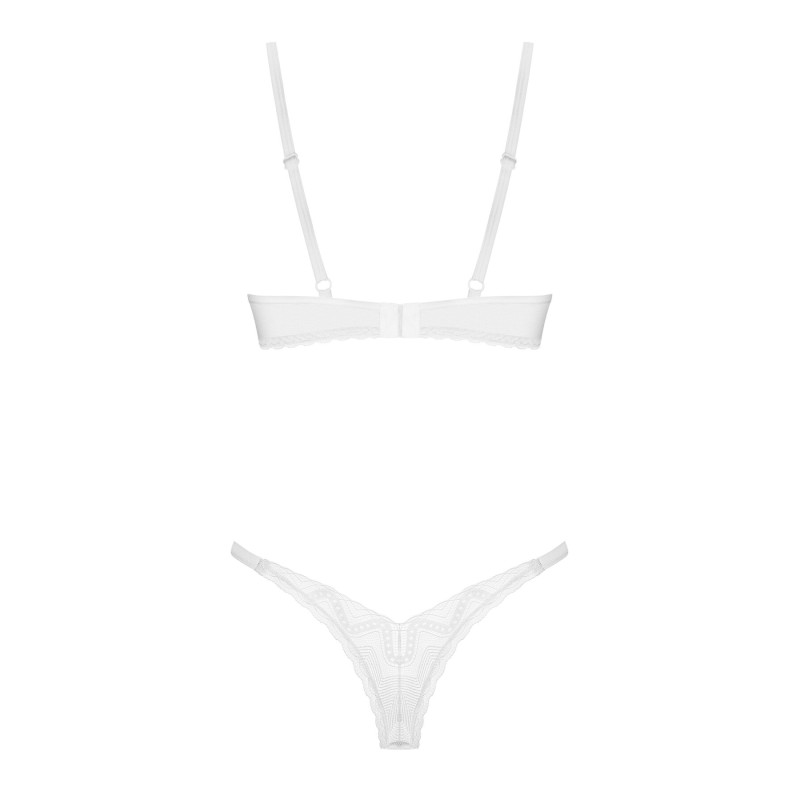 Комплект Obsessive Alissium 2-pcs set, XS/S, мереживо, ліф з м’якою чашкою, трусики танга