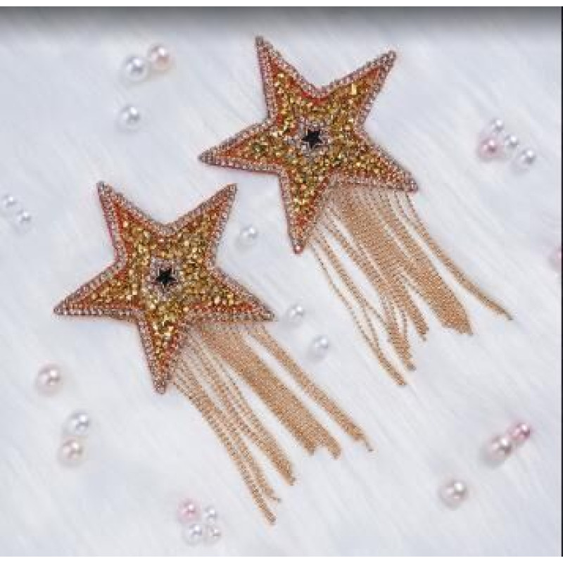 Пестис-зірки з бахромою JSY Nipple Sticker RT236112 Gold, стікери Пестис-зірки з бахромою JSY Nipple Sticker RT236112 Gold, стікери