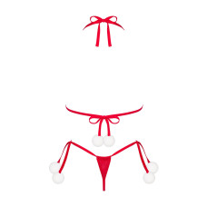 Комплект белья с помпонами Obsessive Bobble Girl, красный