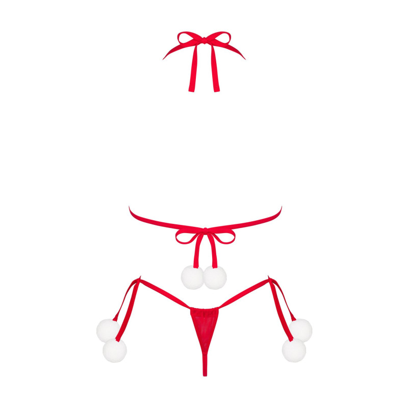 Комплект белья с помпонами Obsessive Bobble Girl, красный Комплект белья с помпонами Obsessive Bobble Girl, красный