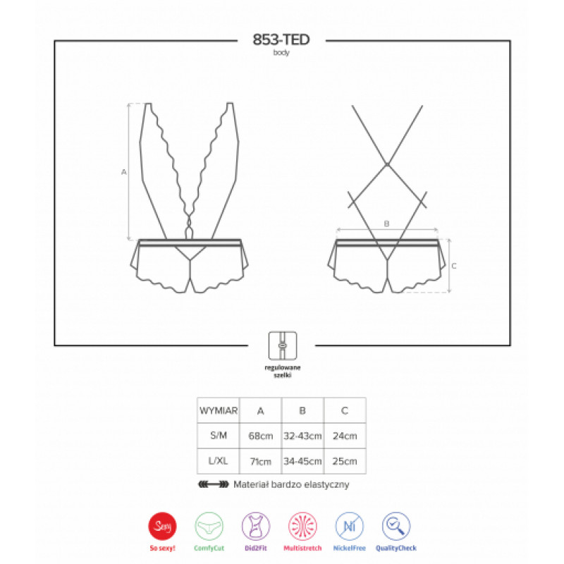 Боди Obsessive 853-TED-3 Красный L/XL Боди Obsessive 853-TED-3 Красный L/XL