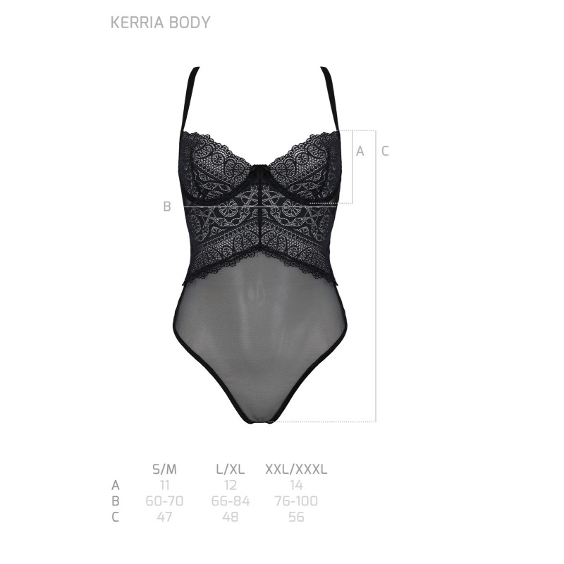 Боді Passion KERRIA BODY black, L/XL, з високими вирізами та верхом балконет Боді Passion KERRIA BODY black, L/XL, з високими вирізами та верхом балконет