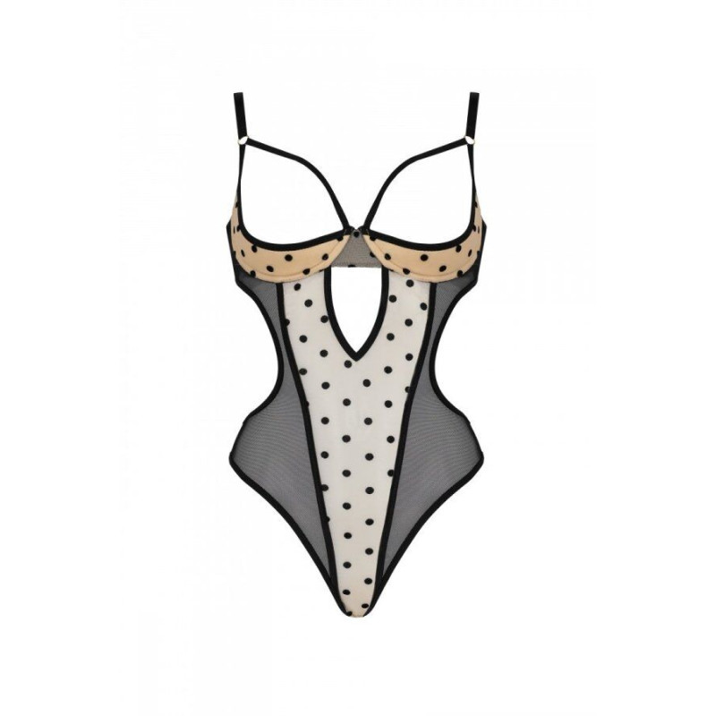 Эротическое боди Passion MARINA BODY, L/XL, beige, с открытыми чашками Эротическое боди Passion MARINA BODY, L/XL, beige, с открытыми чашками