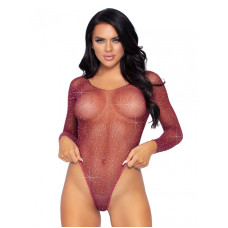 Сетчатое боди со стразами Leg Avenue Crystalized fishnet bodysuit Burgundy One Size