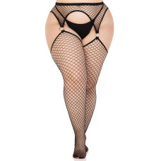 Панчохи Leg Avenue Stokings with O-ring Attached Garter Belt Black 1X/2X