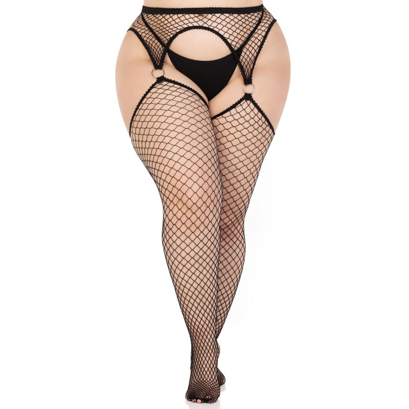 Чулки Leg Avenue Stokings with O-ring Attached Garter Belt Black 1X/2X Чулки Leg Avenue Stokings with O-ring Attached Garter Belt Black 1X/2X