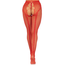 Чулки Leg Avenue Crotchless Net Tights with Heart Backseam Red One Size